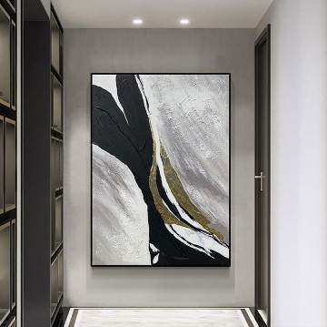 150の主題の芸術作品 Painting - 黒と白の抽象的な 05 ウォール アート ミニマリズム